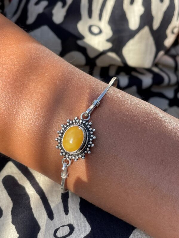 Bracelet soleil ambre et argent