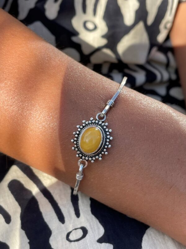 Bracelet soleil en ambre et argent