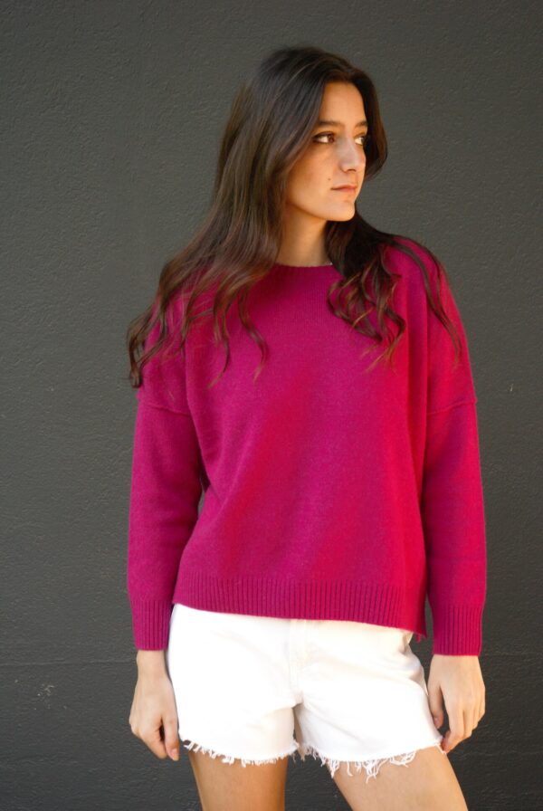 Pull en cachemire rose indien